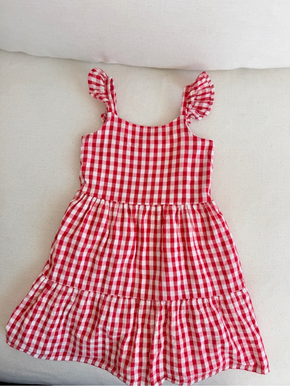 GAP Red & White Gingham Ruffle-Strap Sundress - like new